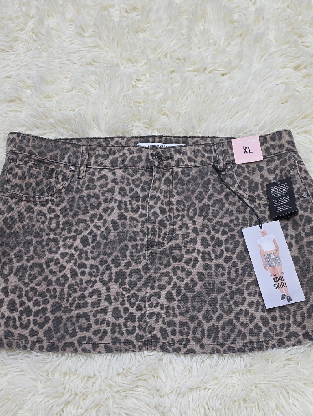 Celebrity Pink Leopard Print Mini Skirt in Taupe and Black